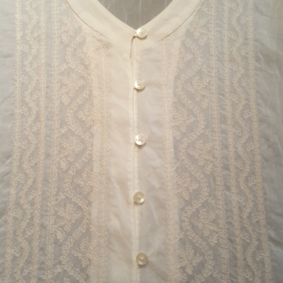 J.JILL ♡ Vintage Elegant Sheer Ivory Intricate Detailed Embroidery Blouse XS - Picture 15 of 17